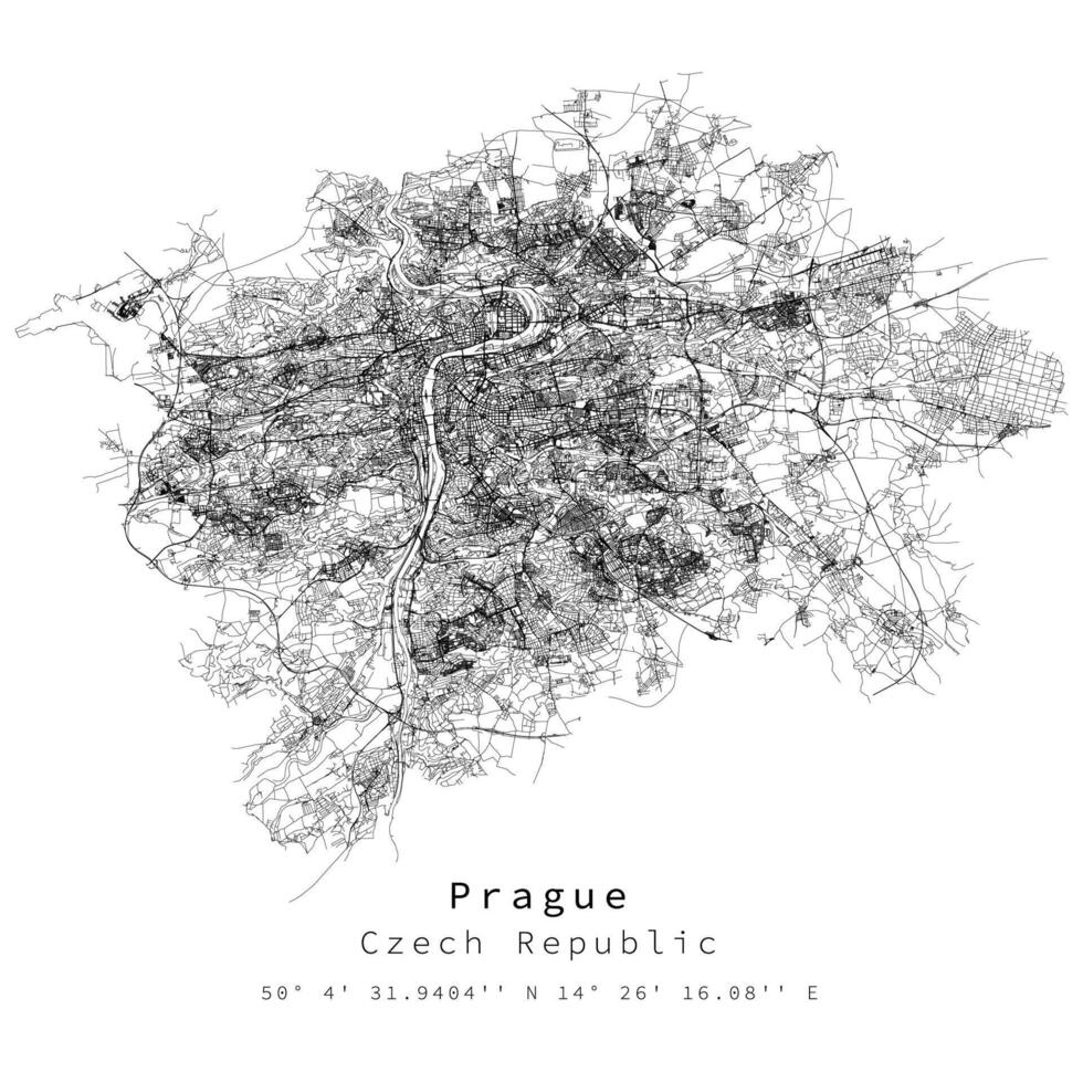 prag tjeck republik detalj gata karta, vektor element bild
