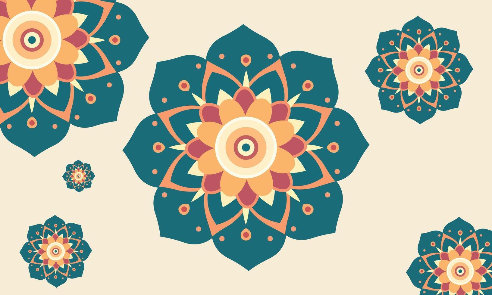blomma mandala med dekorativ design retro stil bakgrund. etnisk mandala med färgrik stam- prydnad vektor