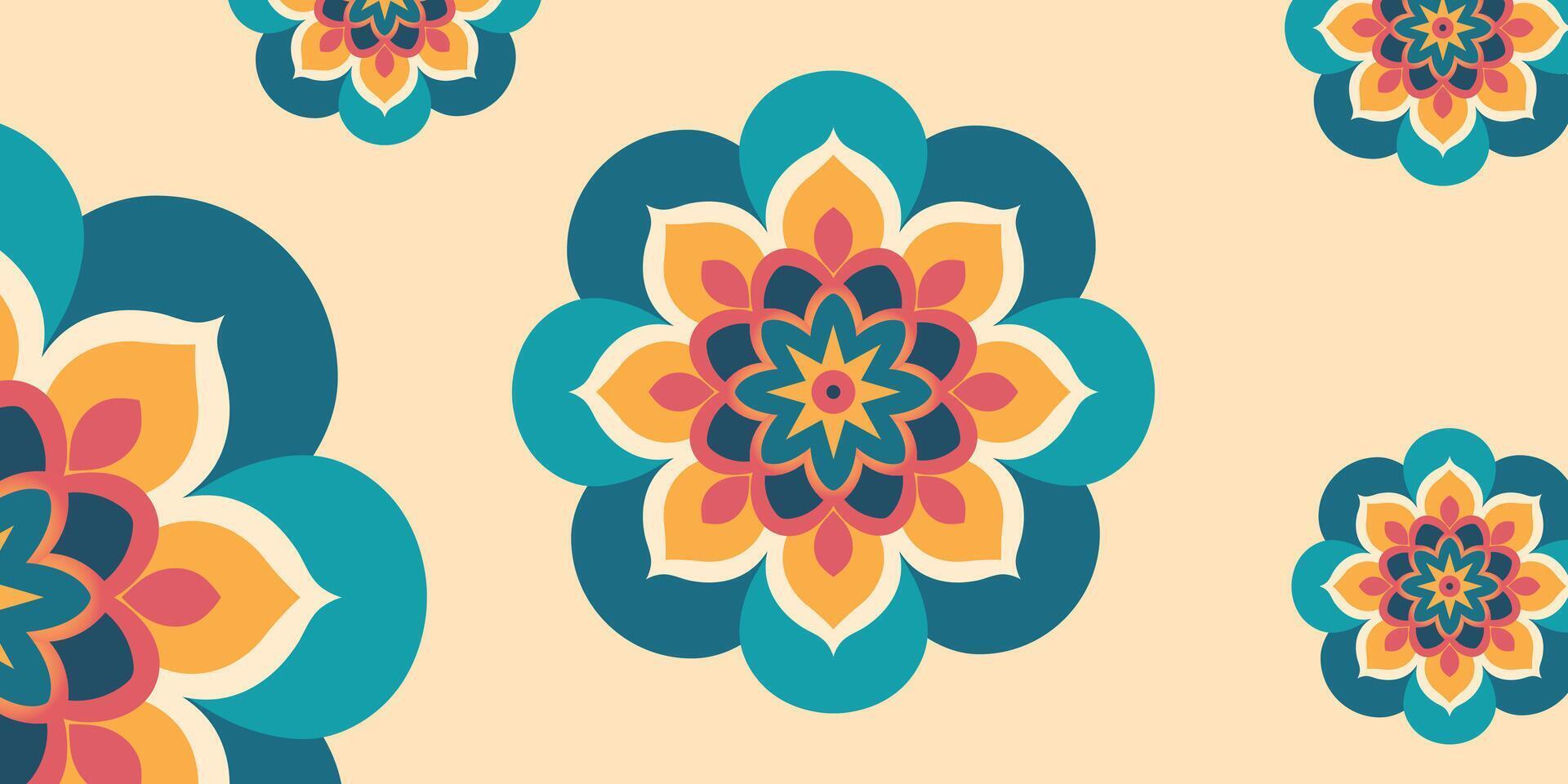 modern Blumen- Mandala Hintergrund mit bunt Stil vektor