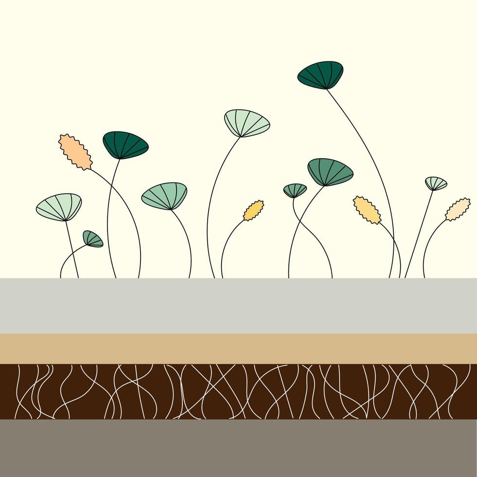 illustration, gräs blomma och lotus blad mönster, tyg mönster, Plats, dekoration vektor