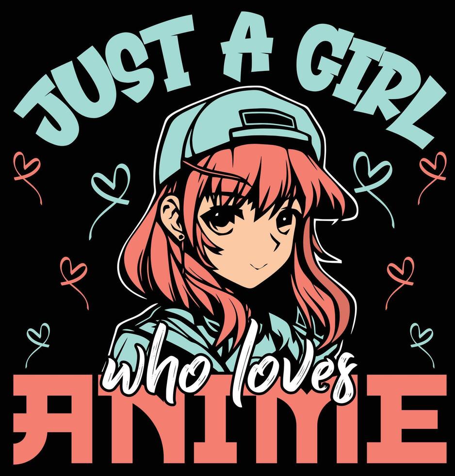 nur ein Mädchen, das Anime-T-Shirt-Design liebt vektor