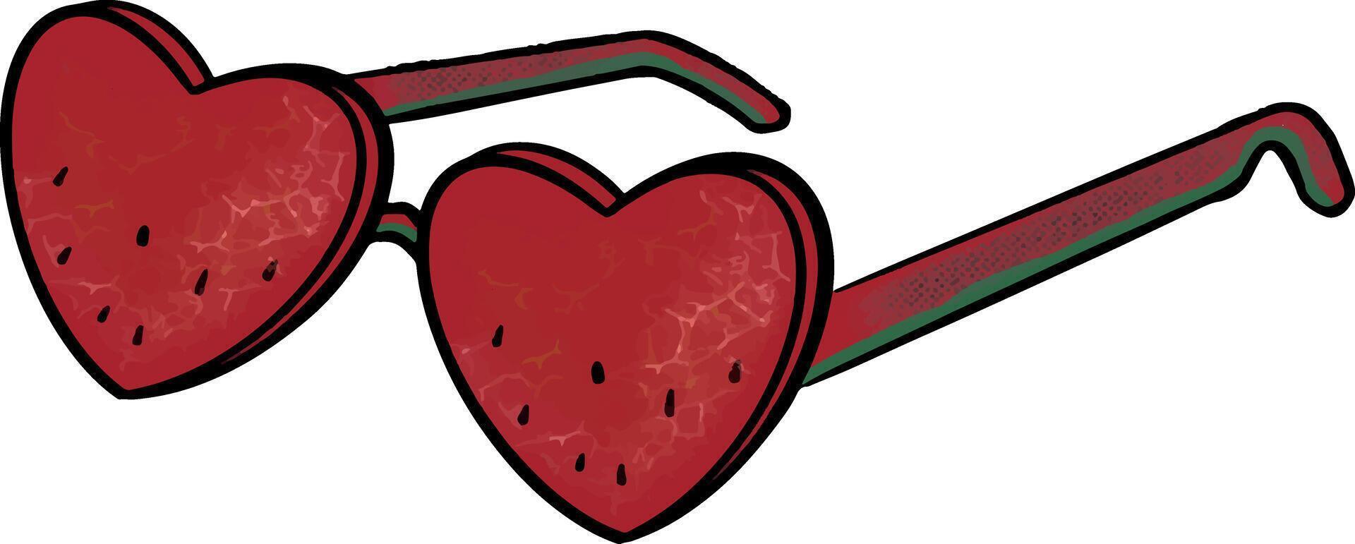 vattenmelon med solglasögon vektor. vattenmelon bär solglasögon. ett i en melon. rolig mat begrepp. vattenmelon solglasögon tropisk illustration, typografi, t-shirt grafik, vektorer. vektor