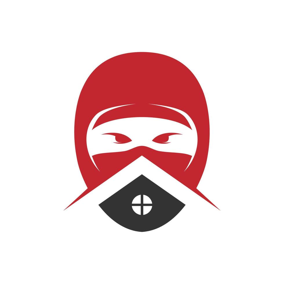 en kreativ logotyp med en ninja huvud och hus form. stark, djärv, enkel, och modern. den skulle vara perfekt för verklig egendom, konstruktion, eller restaurang logotyp vektor