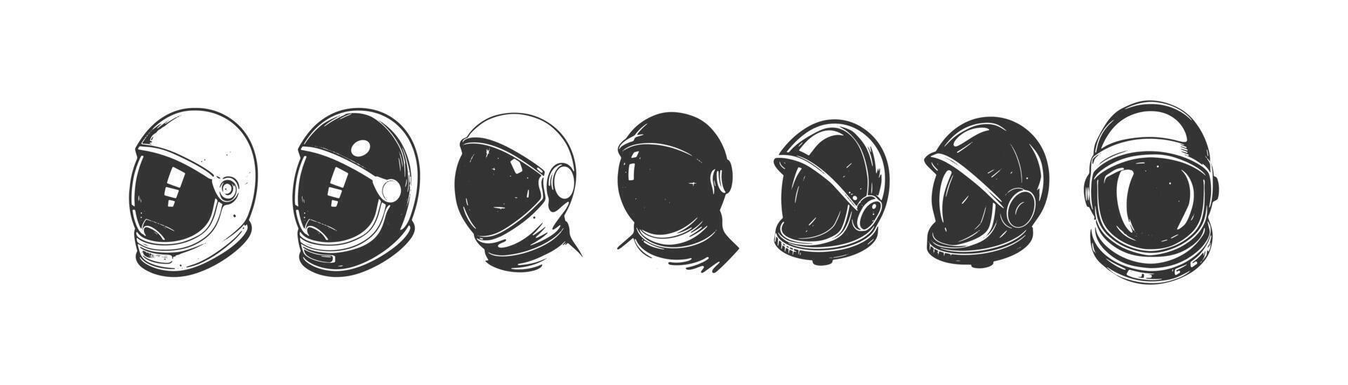 Raumfahrer Helme Symbol Satz. Vektor Illustration Design.