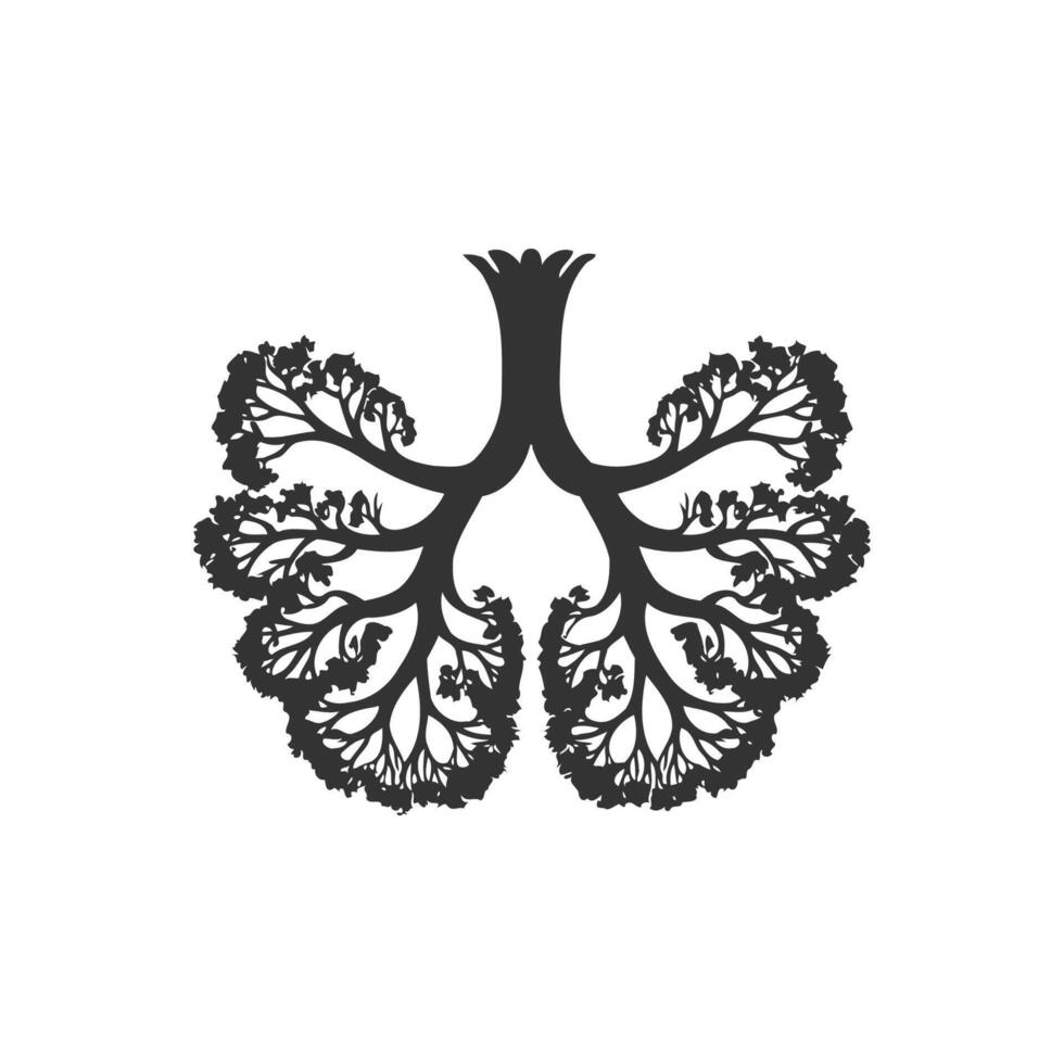Mensch Lunge im das bilden von ein Baum Silhouette Symbol. Vektor Illustration Design.