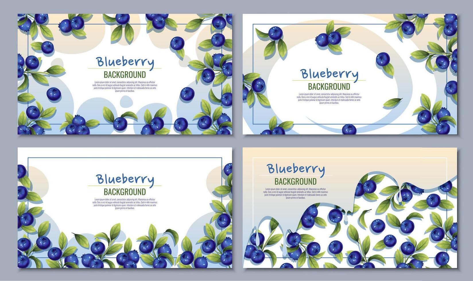 einstellen von Banner Design mit Blaubeeren und Grün Blätter. Poster, Hintergrund mit wild Beeren. gesund, gesund Lebensmittel. fliegend frisch Vektor Illustration.