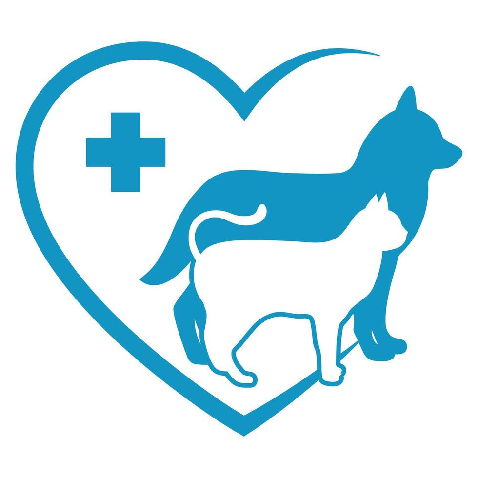 veterinär klinik symbol med en hund och en katt vektor