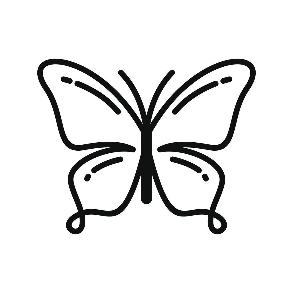 Linie Kunst Gekritzel von Schmetterling Logo Design. abstrakt Schmetterling Linie Zeichnung auf Weiß Hintergrund. Vektor Illustration