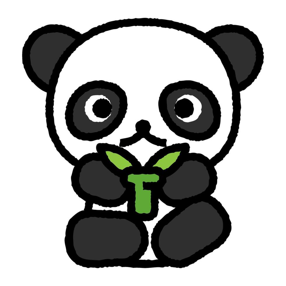 panda tecknad serie grova fylld översikt ikon vektor