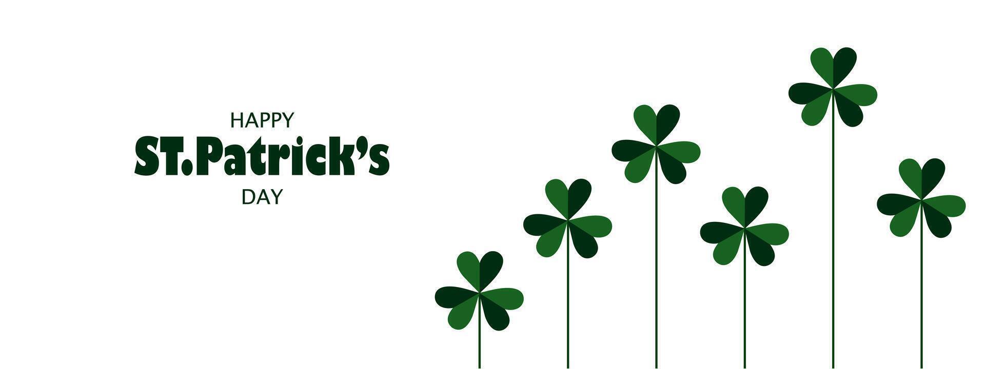 Banner zum st. Patrick's Tag auf März 17 mit Kleeblätter. Grün Kleeblätter mit Platz zum Text auf Weiß Hintergrund. glücklich St Patrick's Tag. vektor