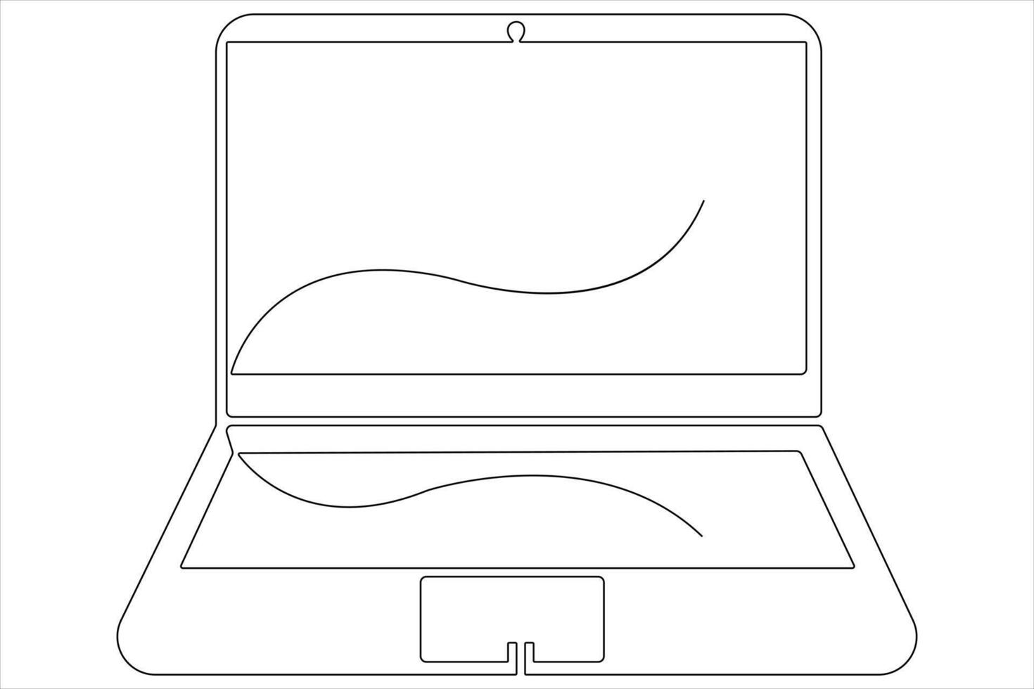 konst illustration av bärbar dator i ett linje stil isolerat översikt vektor