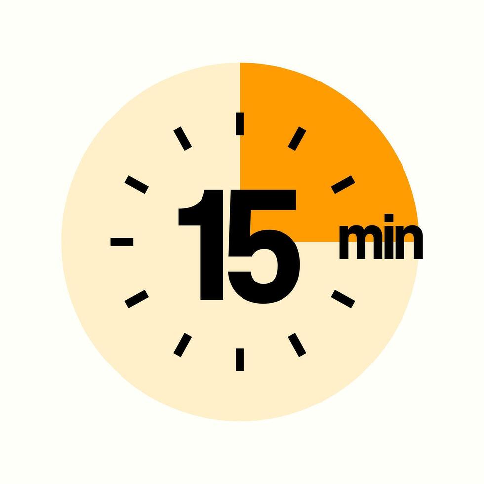 avrundad 15 minuter timer ikon av orange Färg, modern minimalistisk Kolla på ansikte vektor