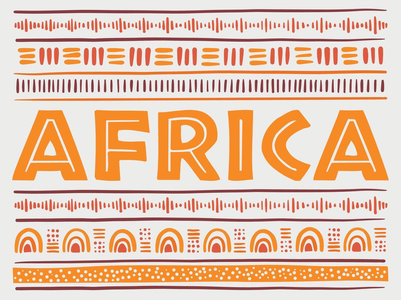 afrika begrepp. stiliserade afrikansk mönster på ljus bakgrund. etnisk och stam- motiv. hand ritade. horisontell Ränder. för baner, affisch, flygblad. vektor illustration