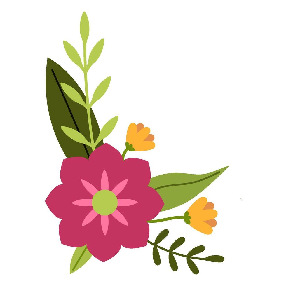 blommig ClipArt av blommor och löv. romantisk botaniska vektor arrangemang för bröllop, hälsning, och valentine kort design vektor