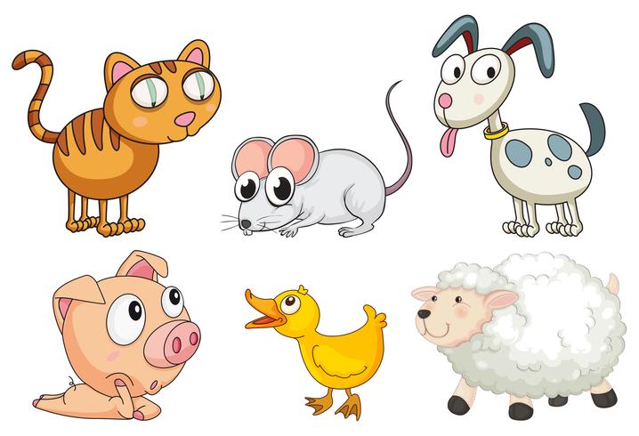 Sechs verschiedene Tierarten vektor