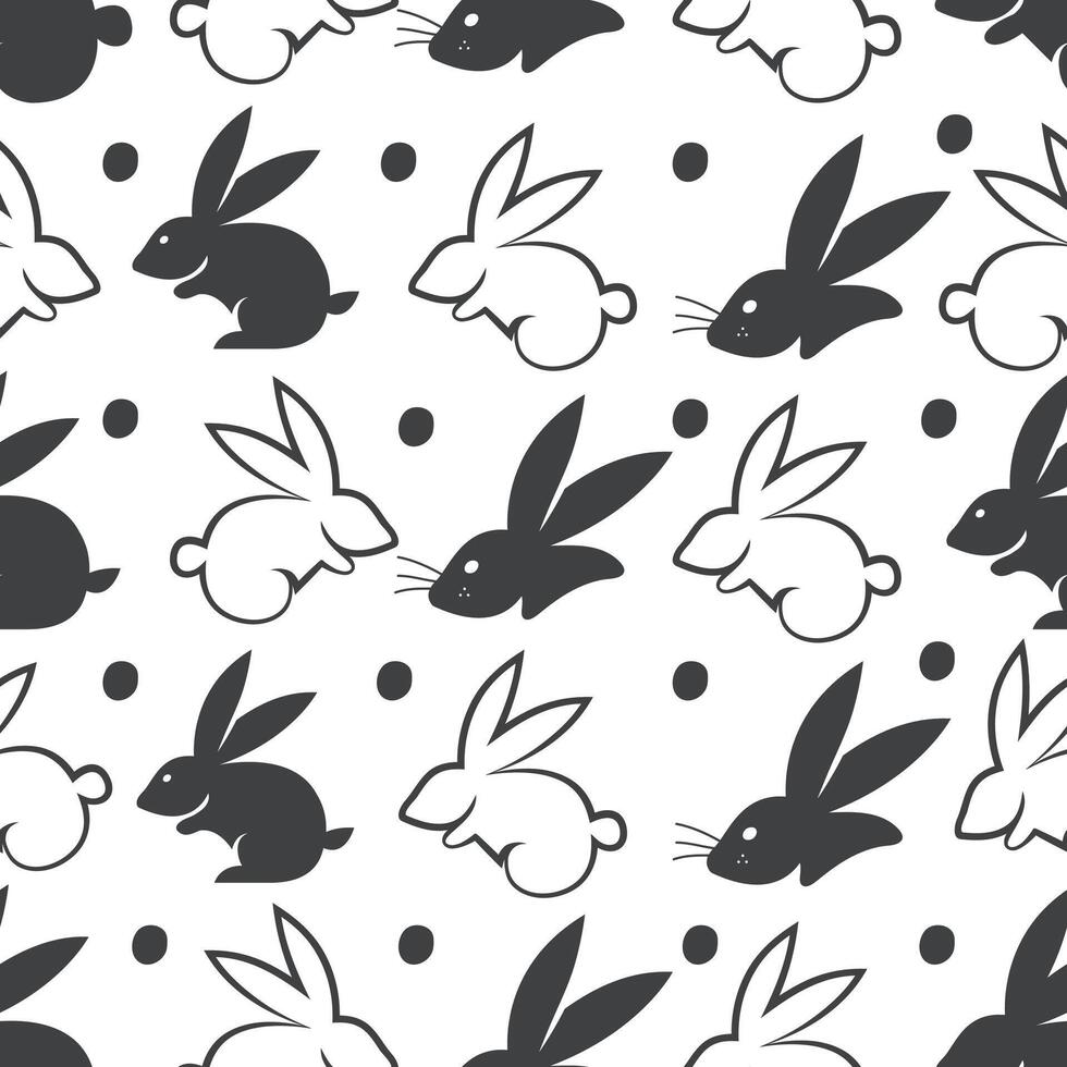 sömlös mönster av ritad för hand kaniner och kaniner bakgrund. vektor illustration