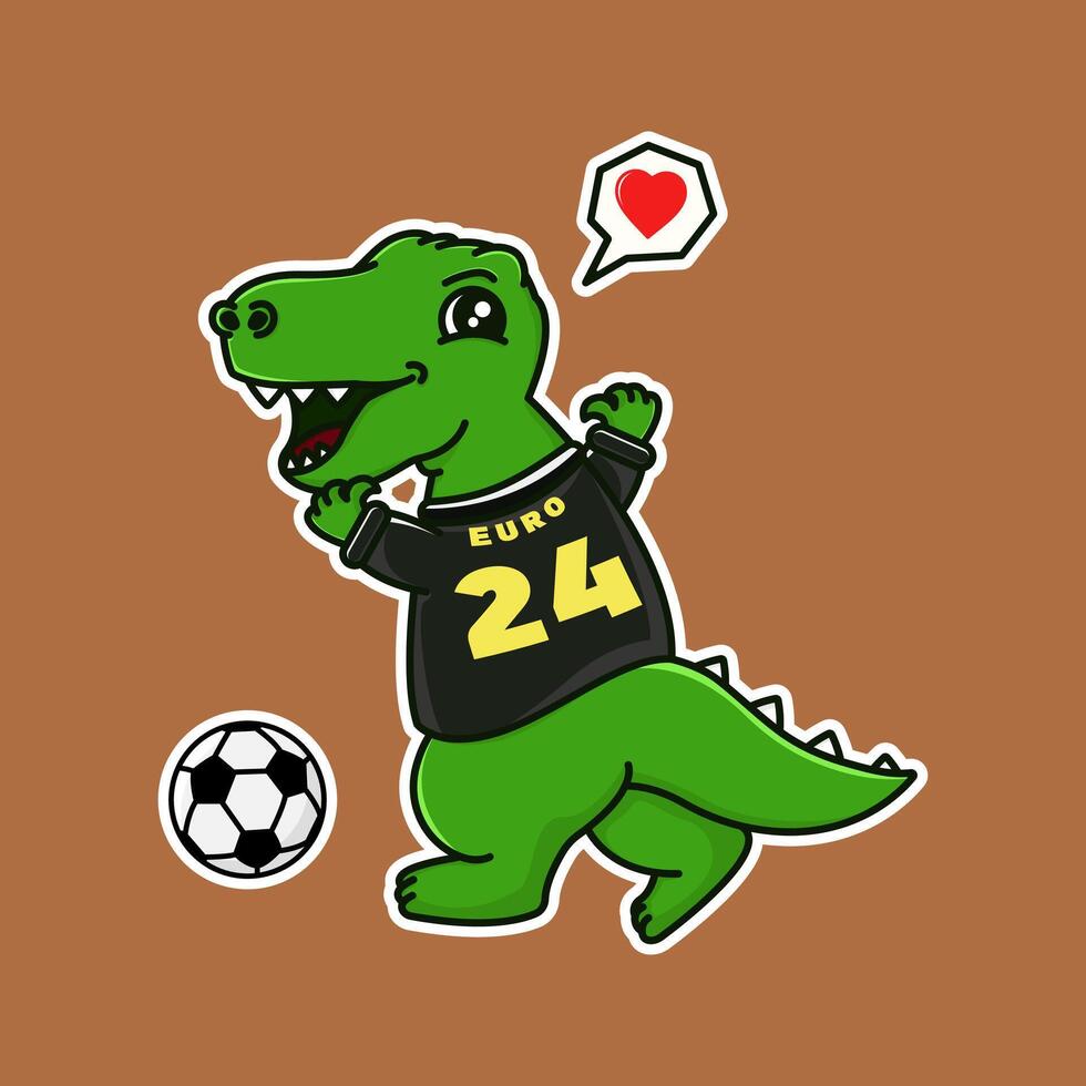 süß Dinosaurier feiern europäisch Fußball vektor