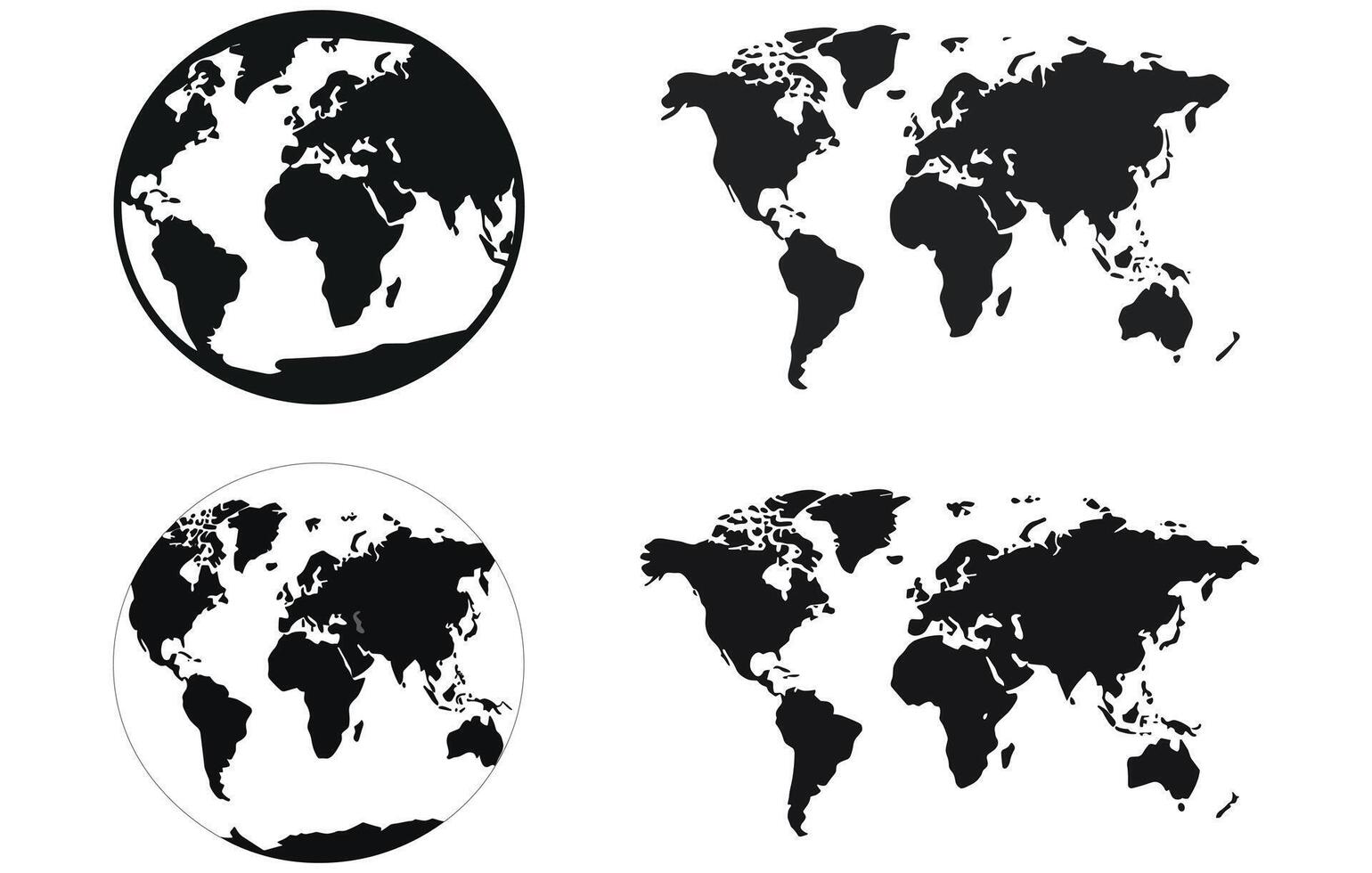 värld Karta vektor, platt jorden, Karta mall för webb webbplats mönster, klot liknande världskarta ikon. resa över hela världen, Karta silhuett bakgrund. vektor
