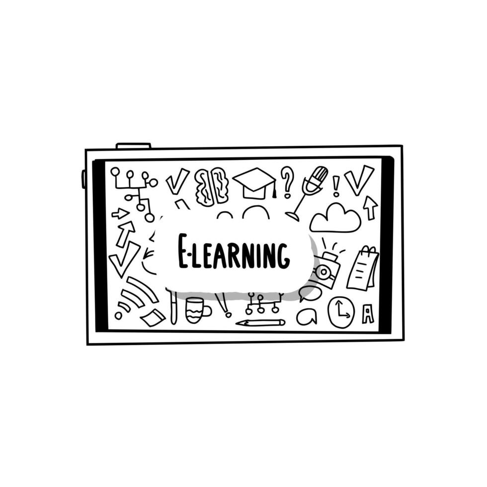 E-Learning Konzept zitieren. Vektor Design Satz.