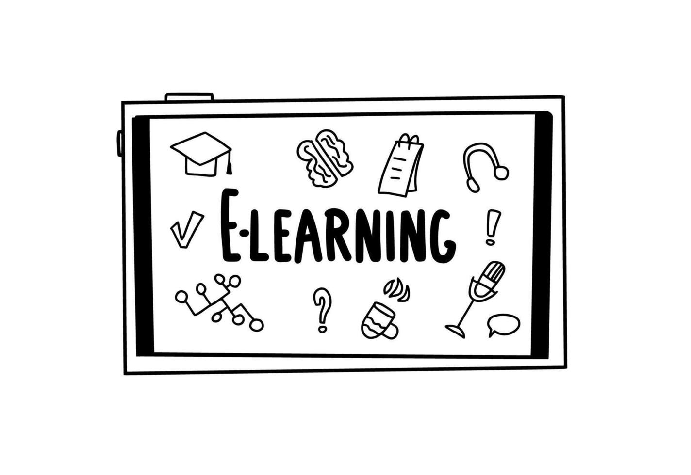 E-Learning Konzept zitieren. Vektor Design Satz.