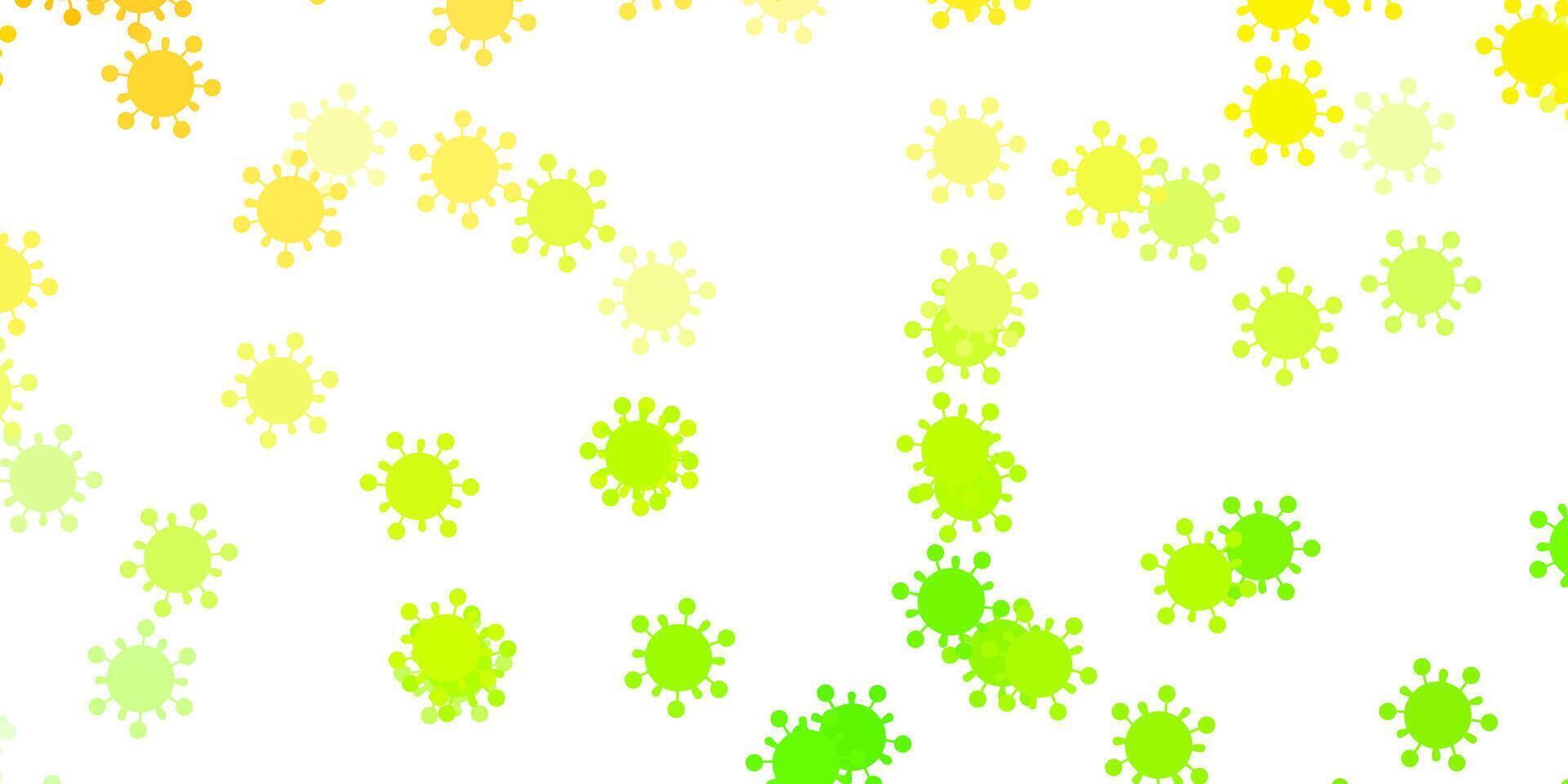 hellgrüner, roter Vektorhintergrund mit covid-19 Symbolen. vektor