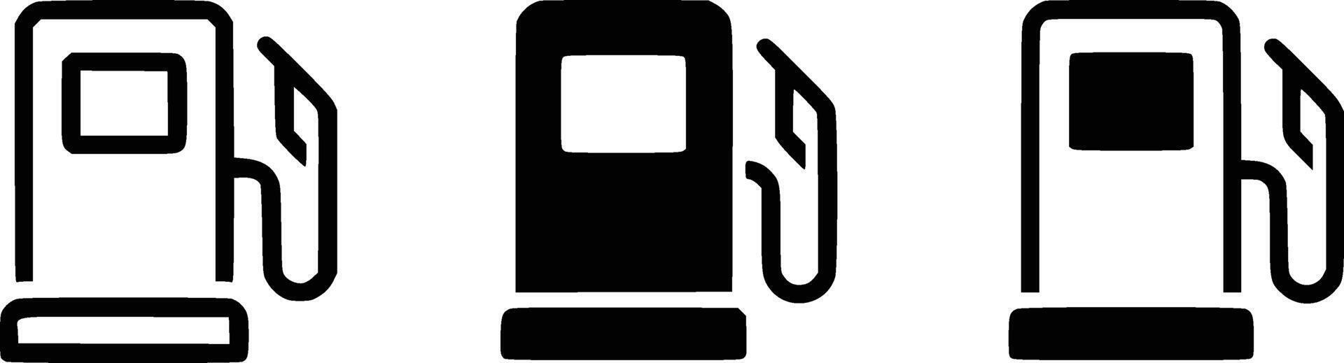gas station ikon uppsättning. bränsle, bensin, diesel, bil bränsle, bensin, bränsle pump munstycke platt och linje stil ikoner. vektor