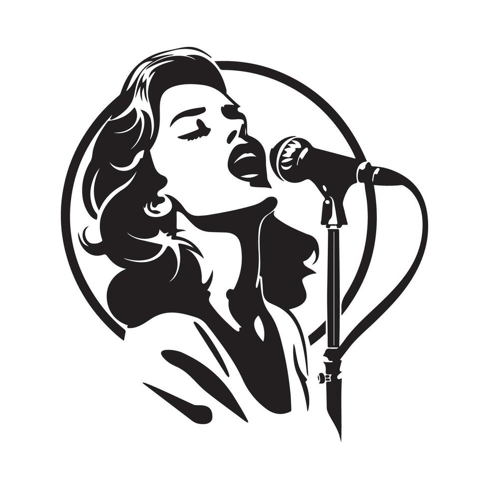 Frau singen Karaoke Vektor. isoliert auf Weiß Hintergrund vektor
