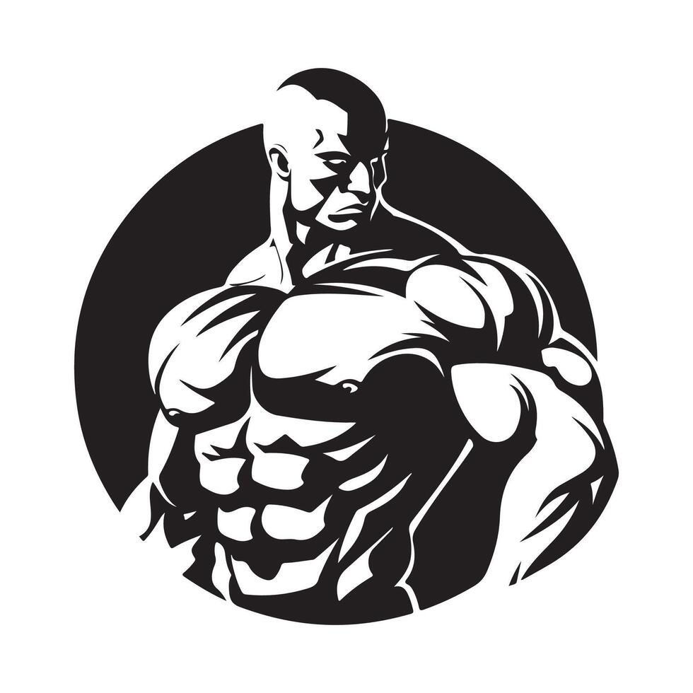 Bodybuilder Logo Vorlage isoliert auf Weiß Hintergrund, Körper Baumeister Logo Bilder vektor