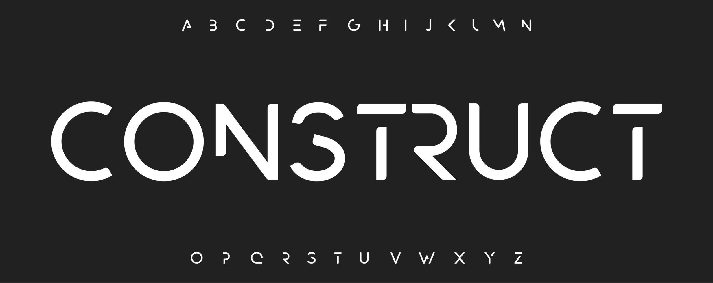 Futurismus Alphabet Bevel Font minimalistische Buchstaben für modernen Futurismus, Sport, Wissenschaftslogo und Monogramm, Schlagzeile, Branding-Typografie, Kleidung und Waren. Vektortypografisches Design vektor