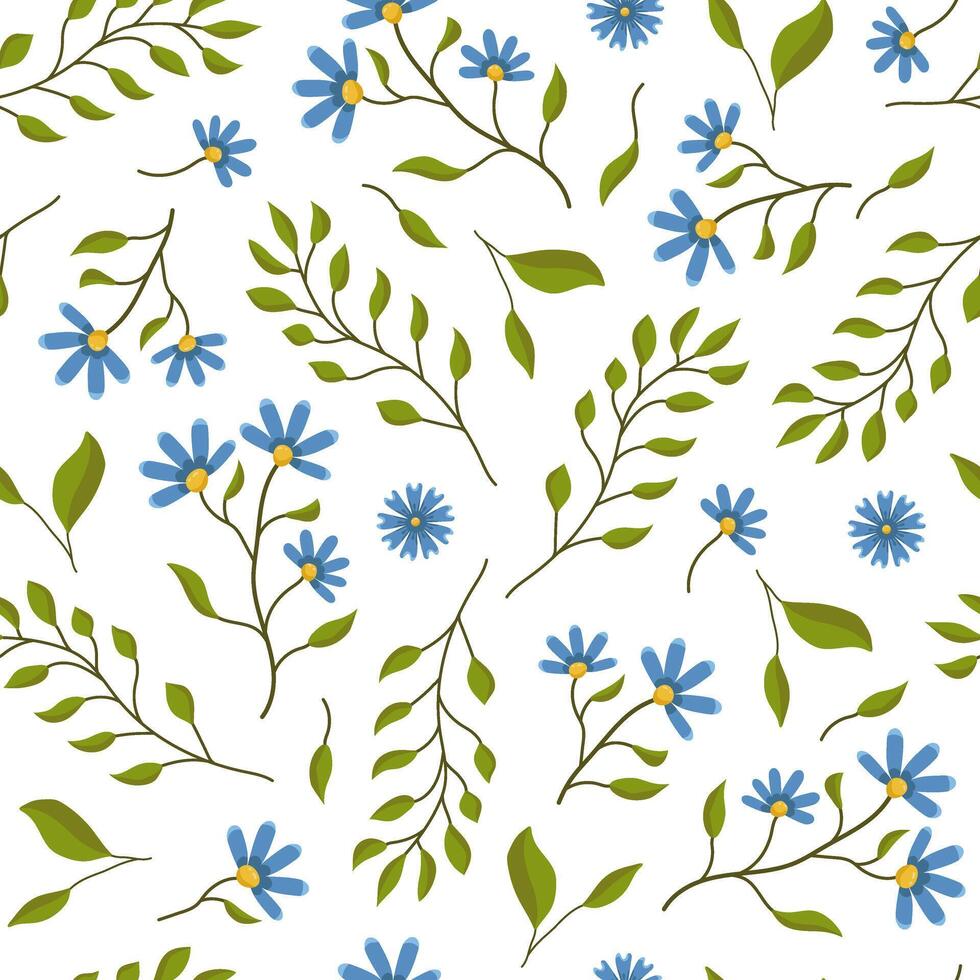 nahtlos Vektor Illustration von Frühling Blumen und Blätter. farbig Frühling Hintergrund auf ein Weiß Hintergrund.