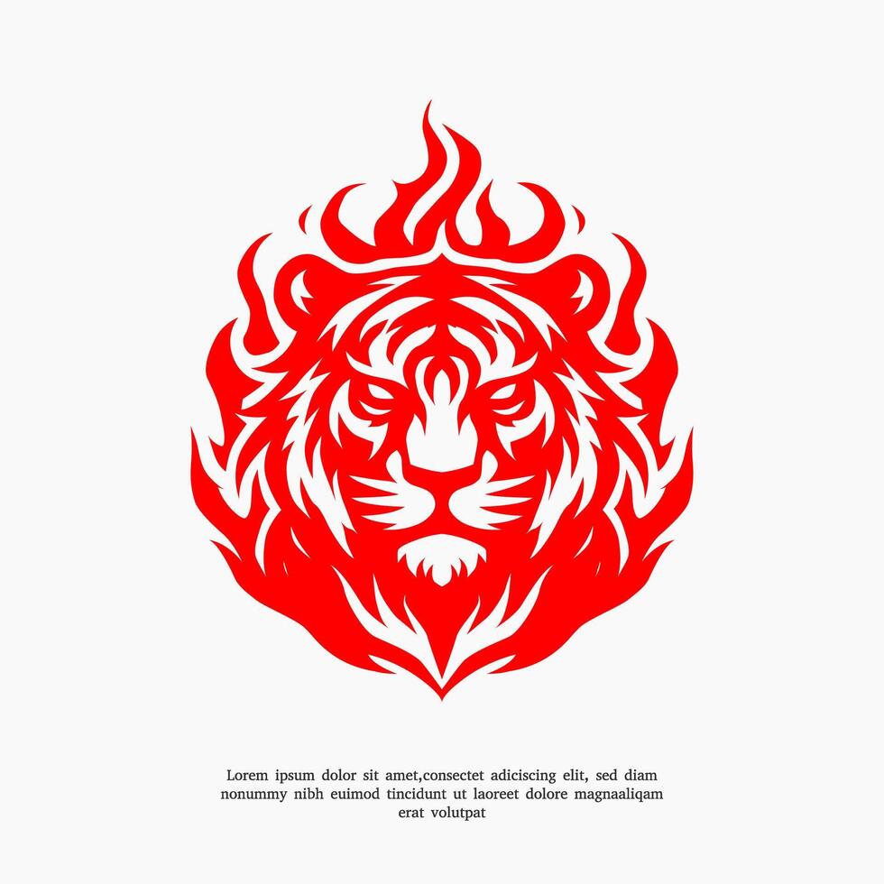 Silhouette Kombination Tiger und Feuer Logo Design vektor