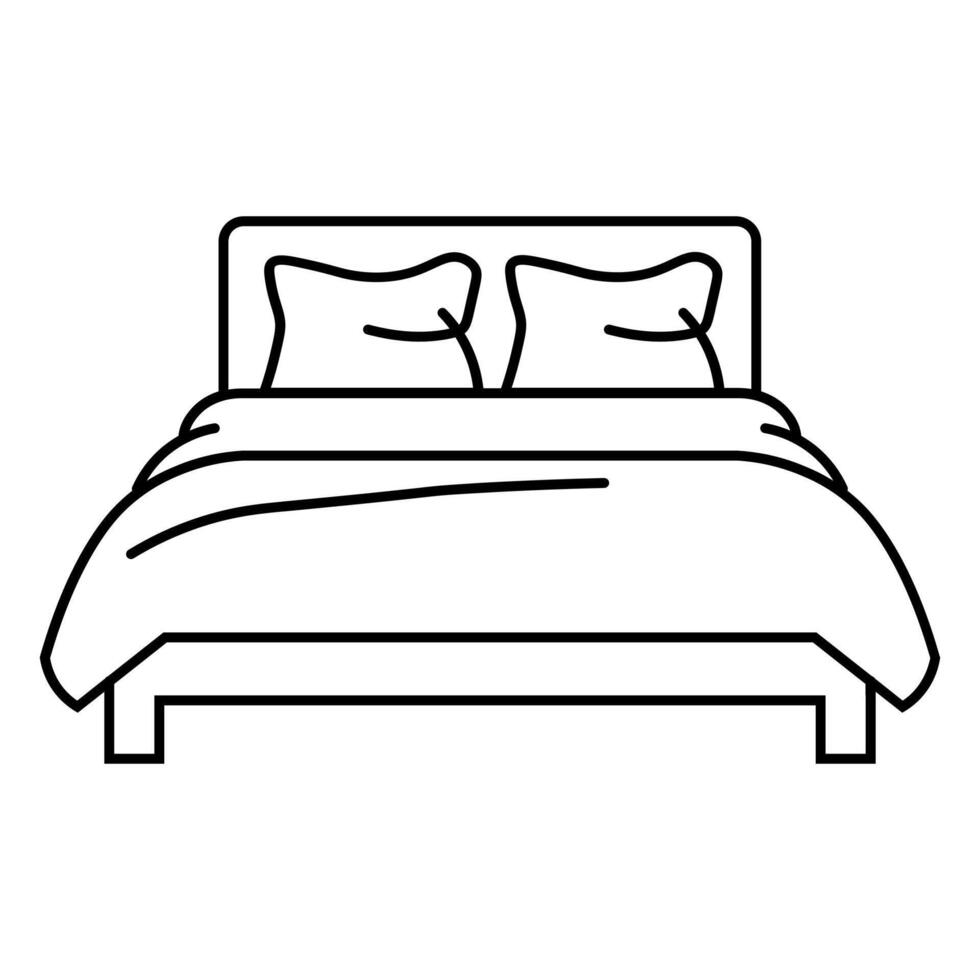 schwarz Vektor Bett Symbol isoliert auf Weiß Hintergrund