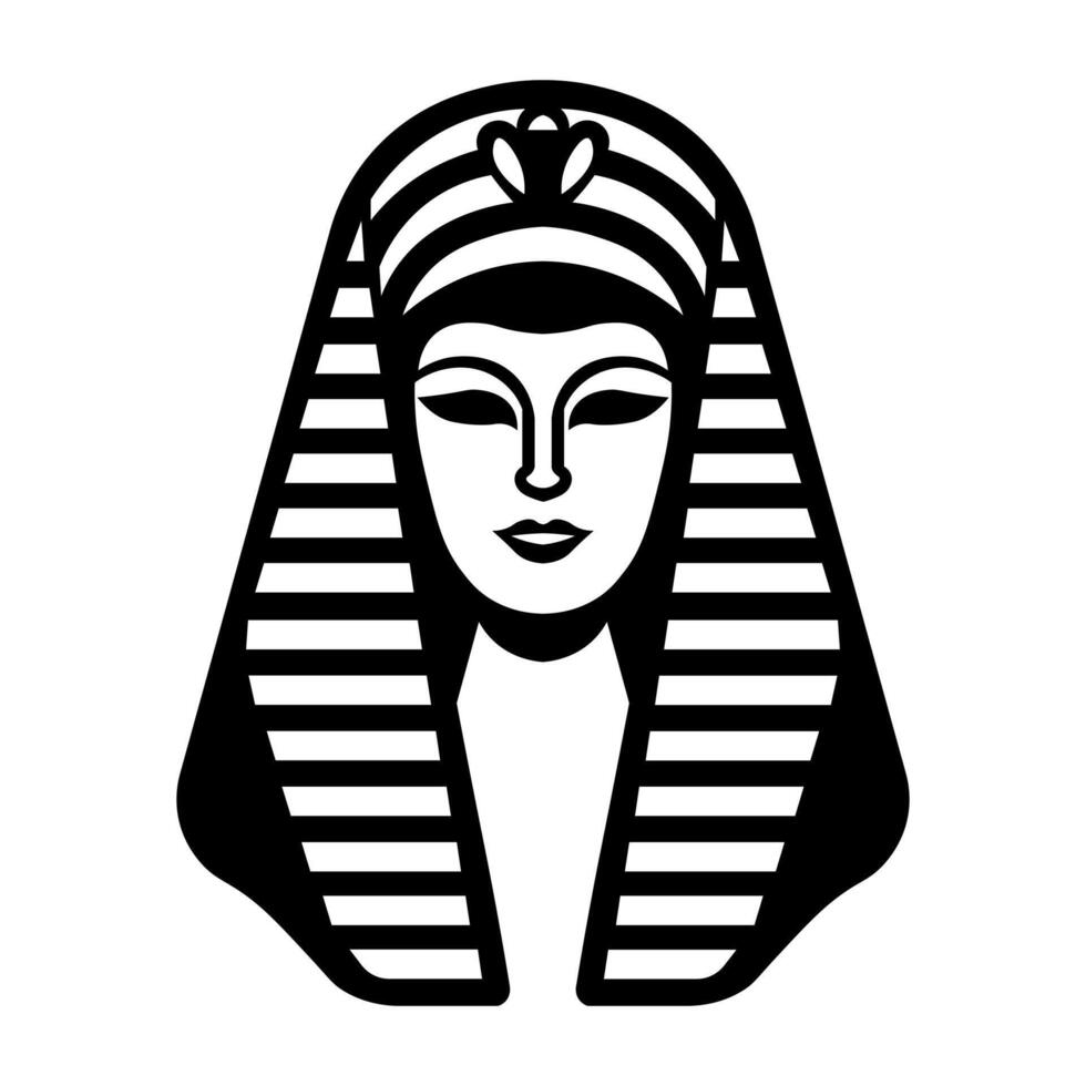 schwarz Vektor Pharaon Symbol isoliert auf Weiß Hintergrund