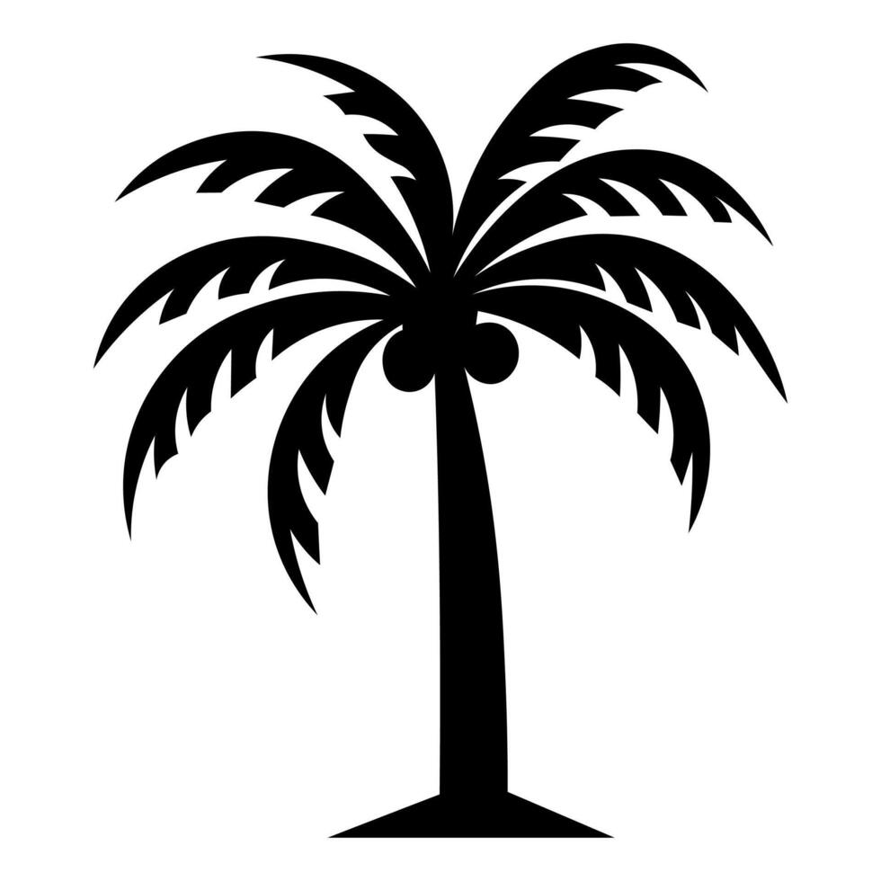 schwarz Vektor Palme Baum Symbol isoliert auf Weiß Hintergrund