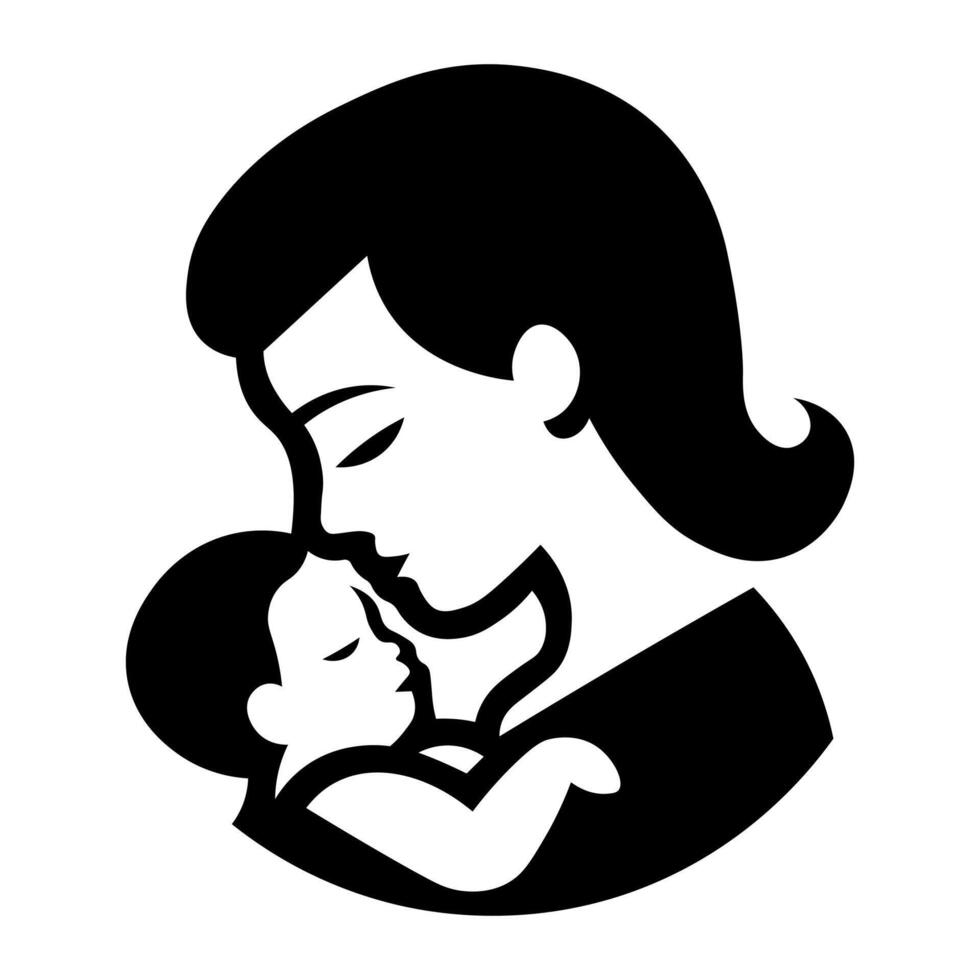 svart vektor mamma och bebis ikon isolerat på vit bakgrund