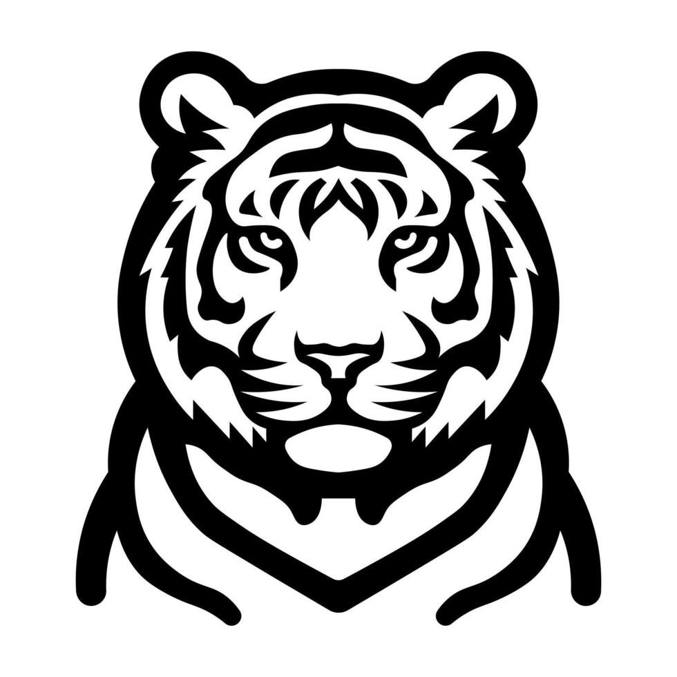 schwarz Vektor Tiger Symbol isoliert auf Weiß Hintergrund