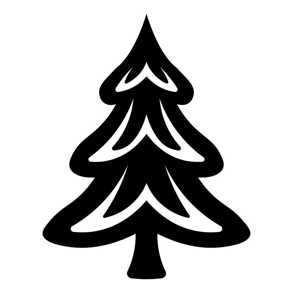 schwarz Vektor Weihnachten Baum Symbol isoliert auf Weiß Hintergrund