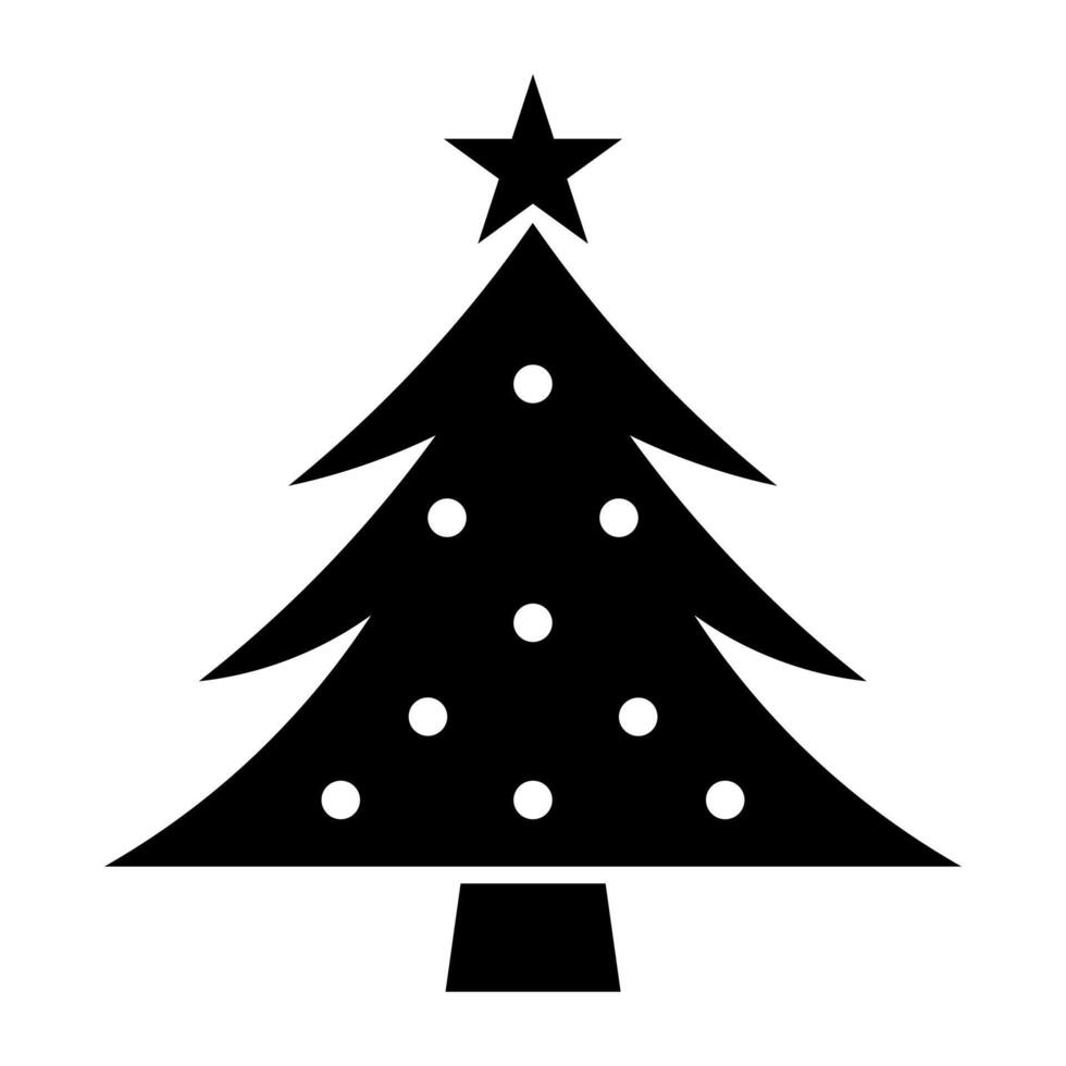 schwarz Vektor Weihnachten Baum Symbol isoliert auf Weiß Hintergrund