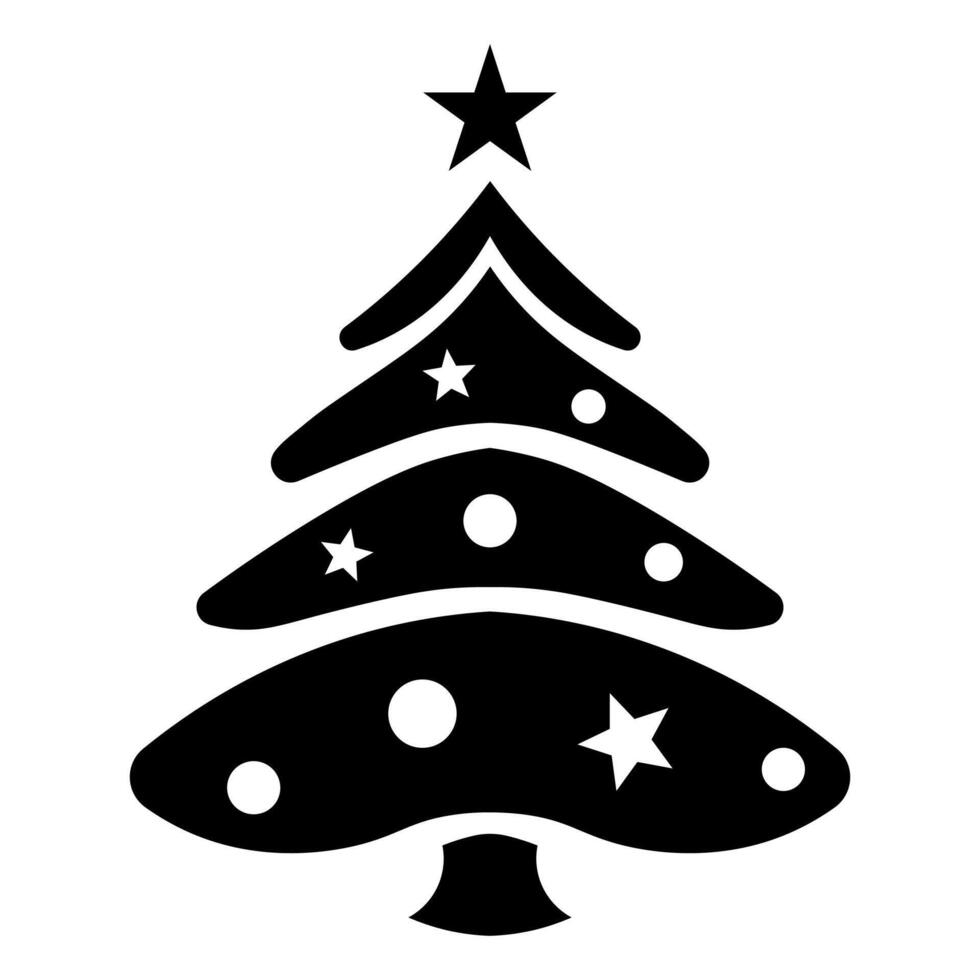 schwarz Vektor Weihnachten Baum Symbol isoliert auf Weiß Hintergrund