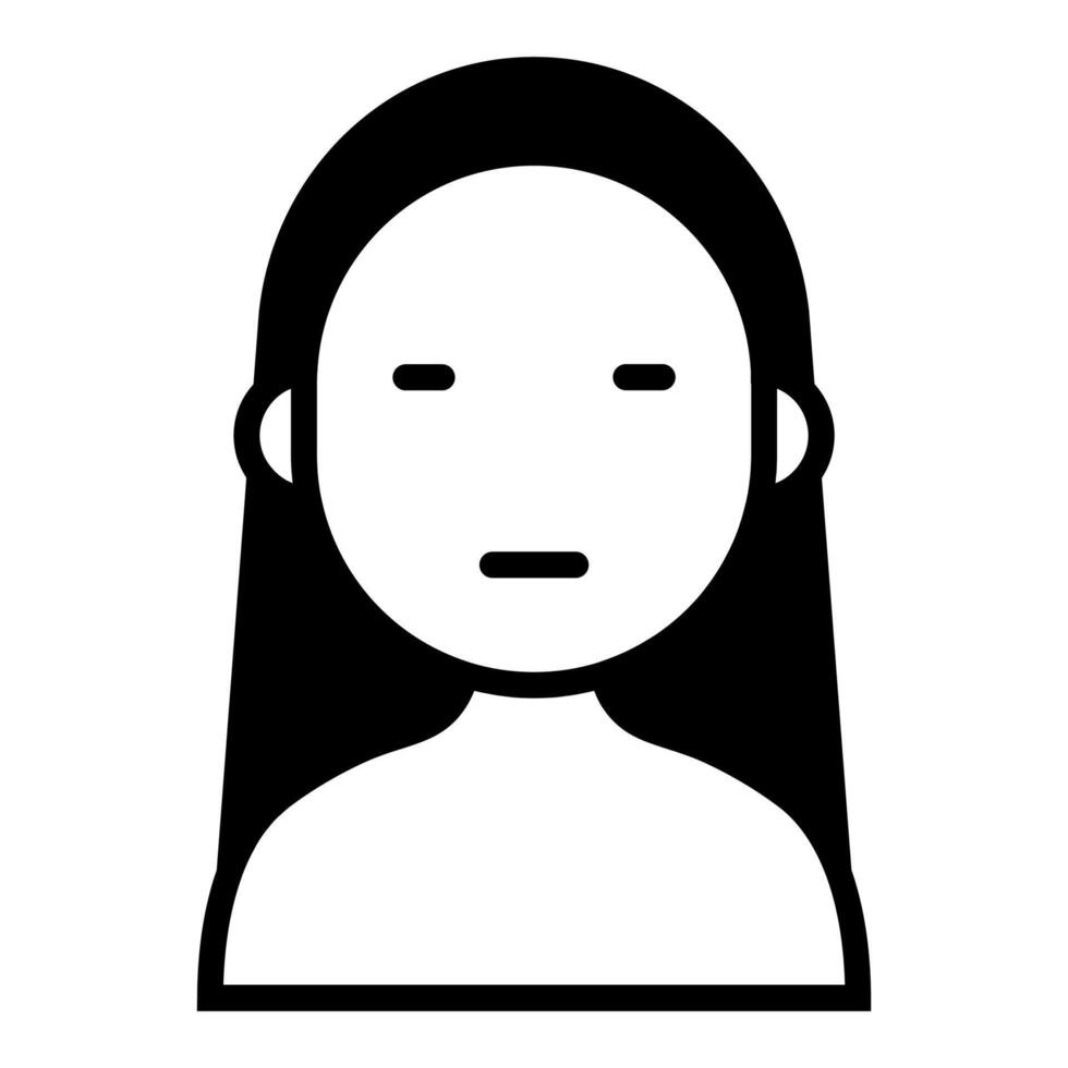 schwarz Vektor weiblich Charakter Symbol isoliert auf Weiß Hintergrund