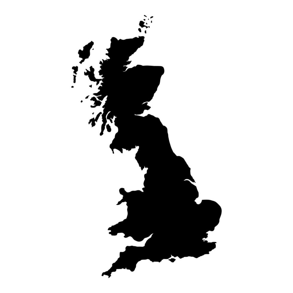 schwarz Vektor großartig Großbritannien Karte isoliert auf Weiß Hintergrund