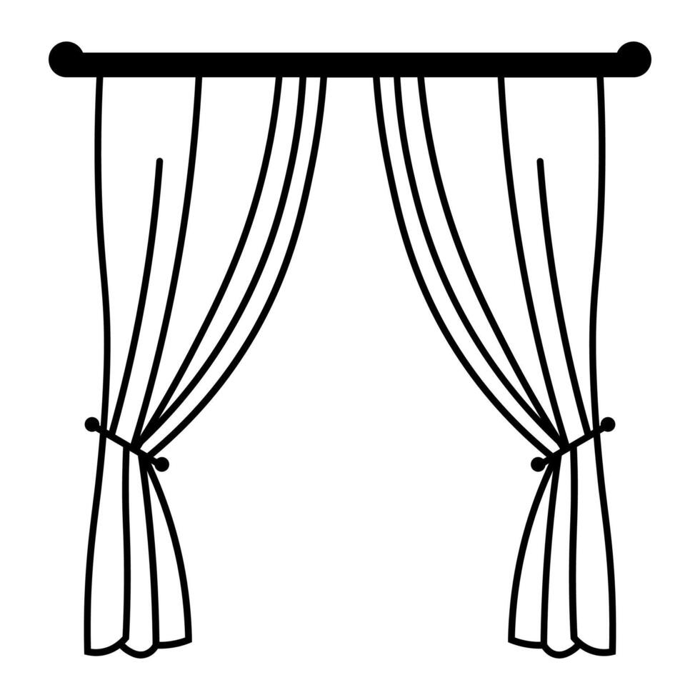 schwarz Vektor Vorhang Symbol isoliert auf Weiß Hintergrund