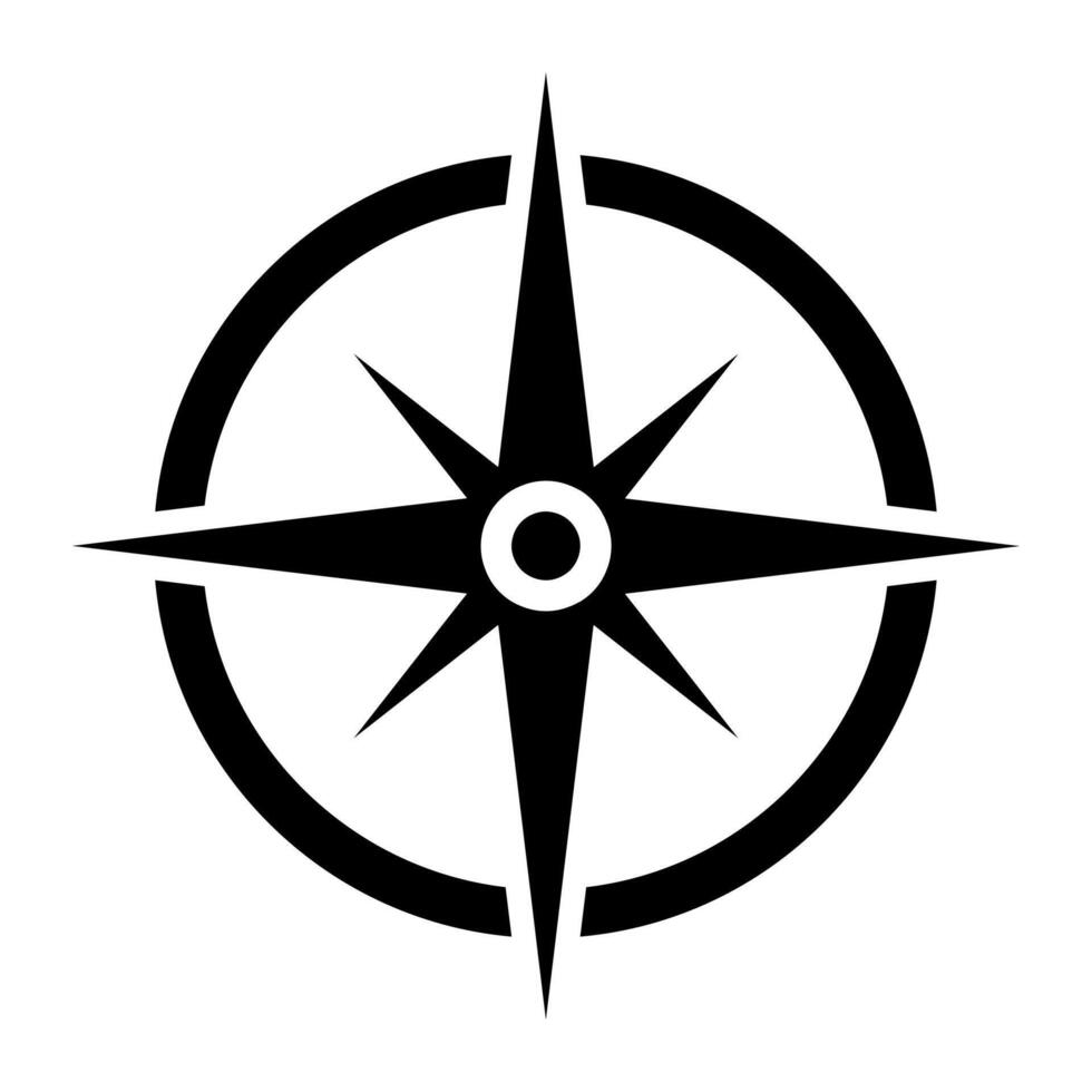 schwarz Vektor Kompass Symbol isoliert auf Weiß Hintergrund