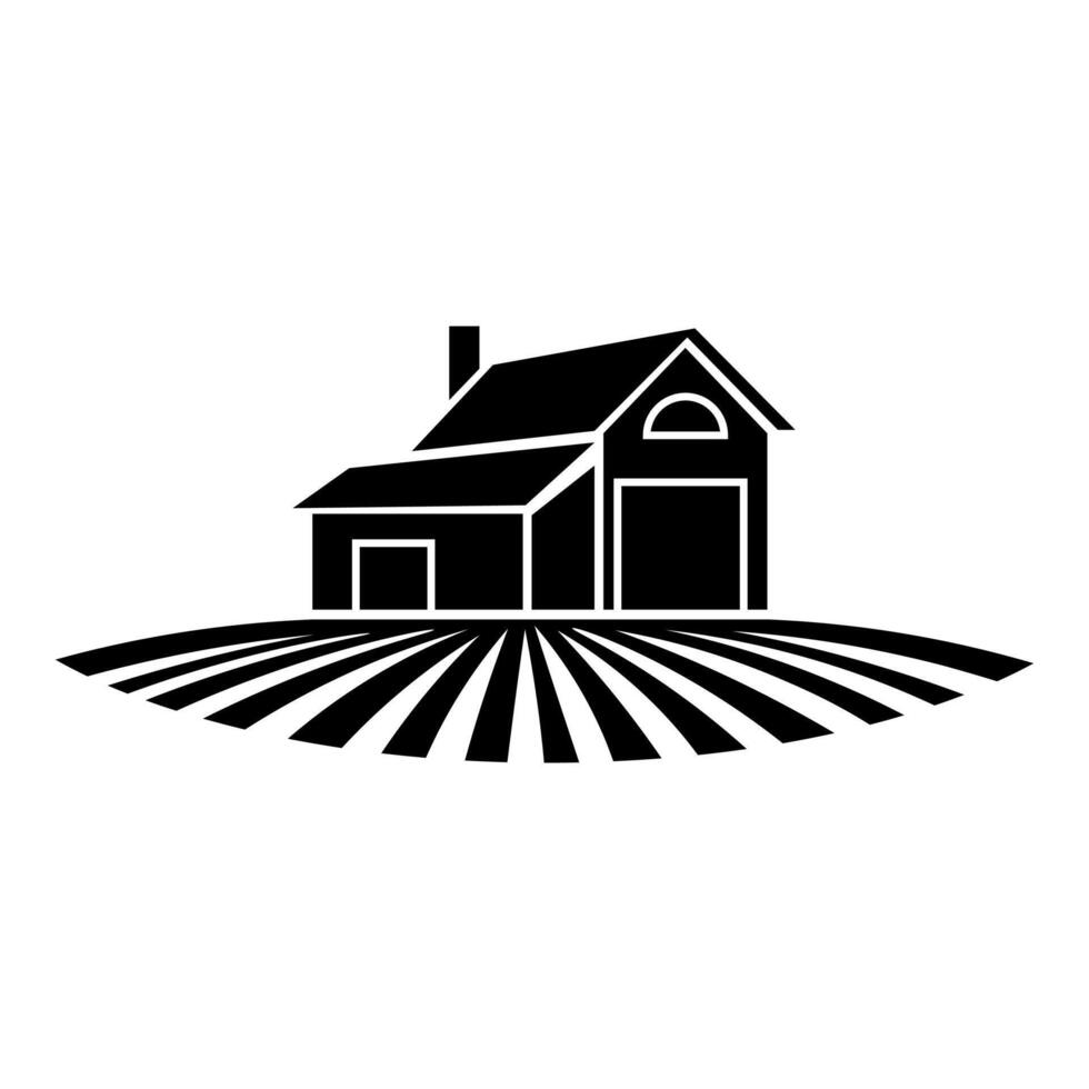 schwarz Vektor Bauernhaus Symbol isoliert auf Weiß Hintergrund