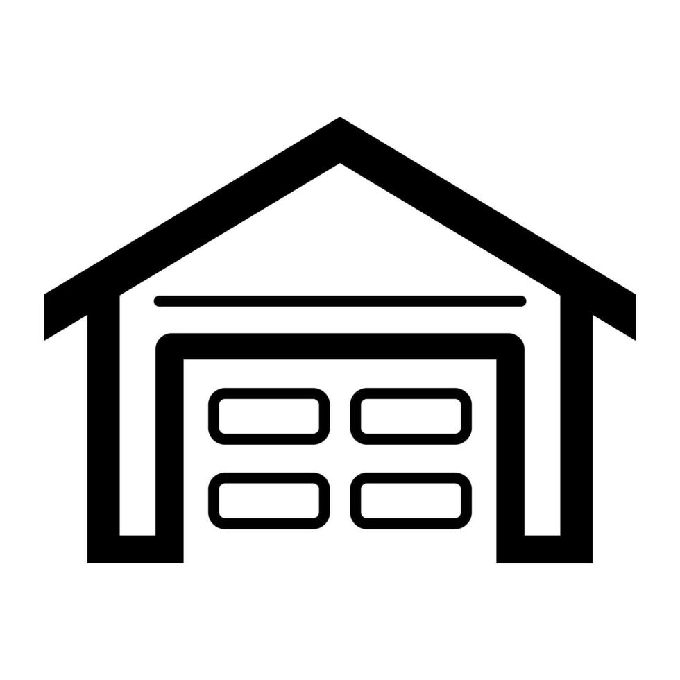 schwarz Vektor Garage Symbol isoliert auf Weiß Hintergrund