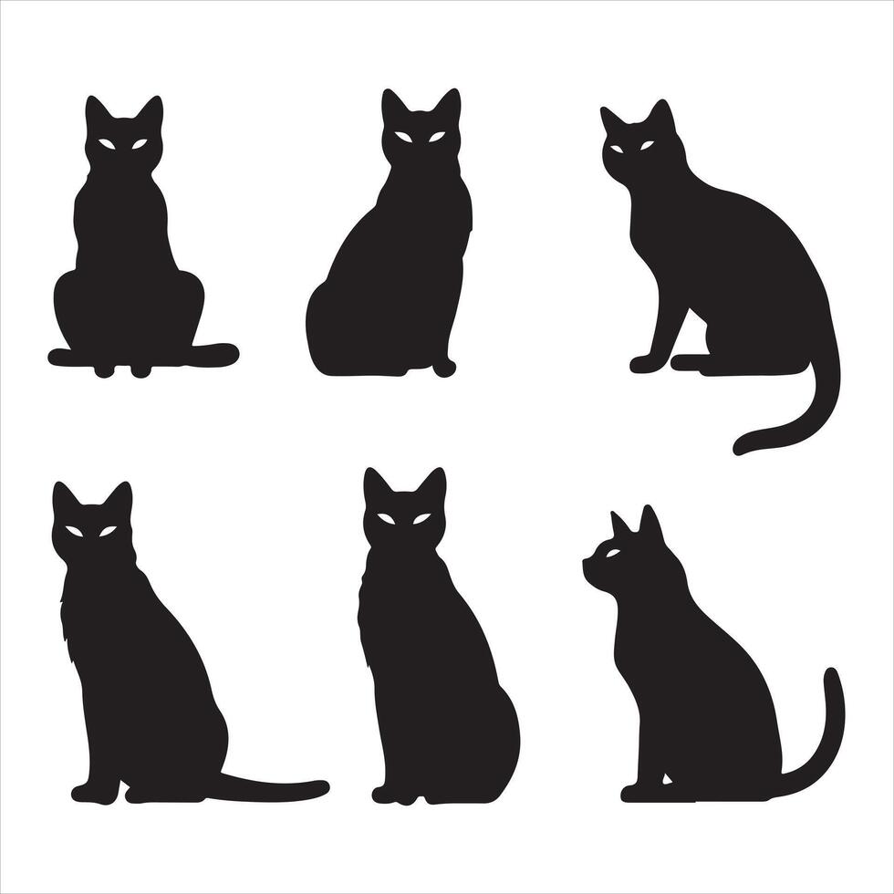 ein schwarz Silhouette Katze einstellen vektor