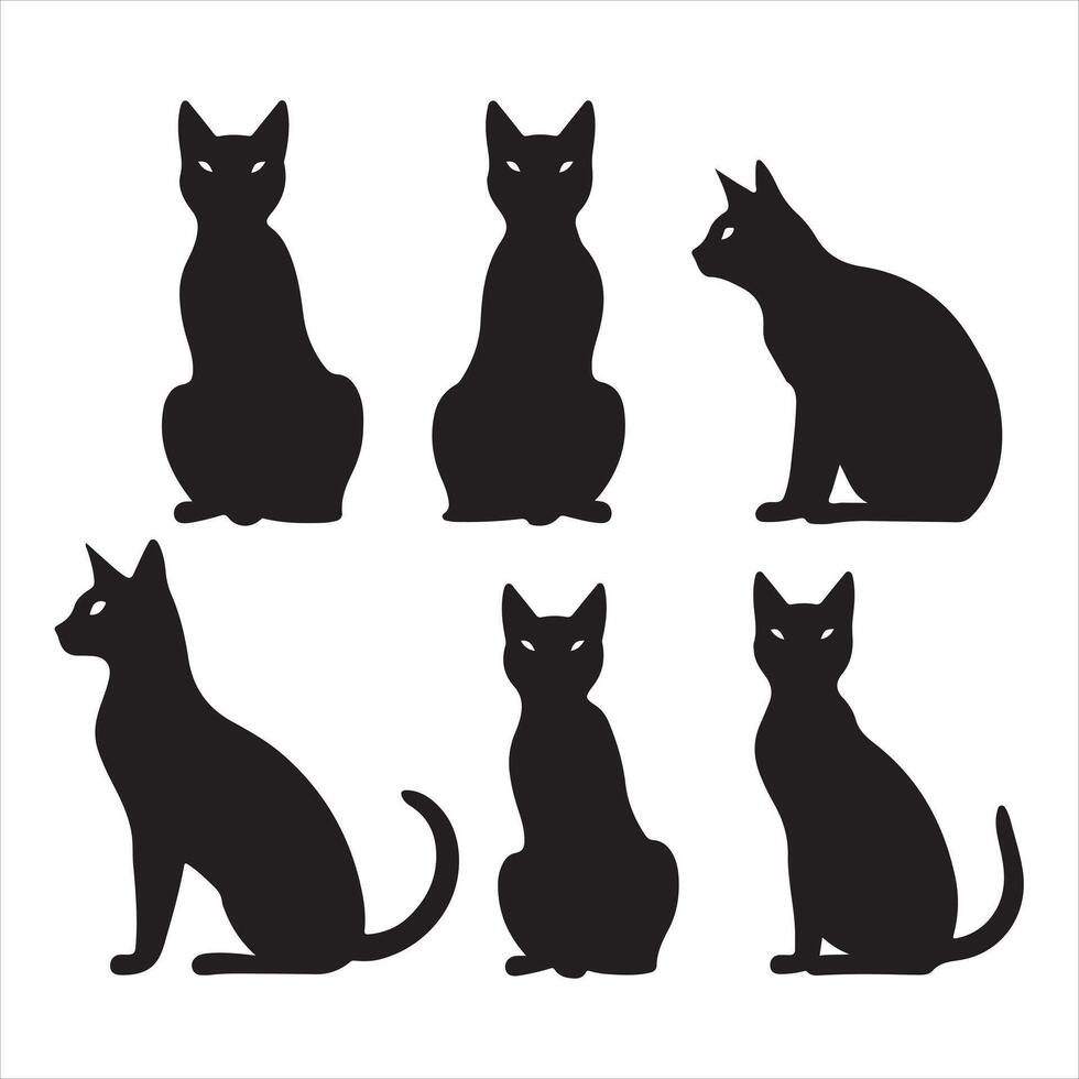 en svart silhuett katt uppsättning vektor