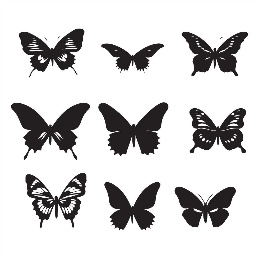 ein schwarz Silhouette Schmetterling einstellen vektor
