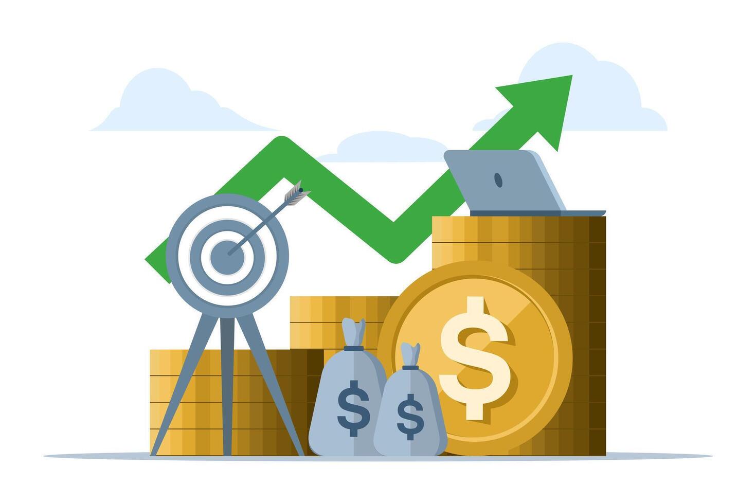 begrepp av investering, tillväxt, medel, finansiera och bokföring, handel, finansiell tillväxt, investering analys, finansiell Framgång och pengar tillväxt. platt design vektor illustration.