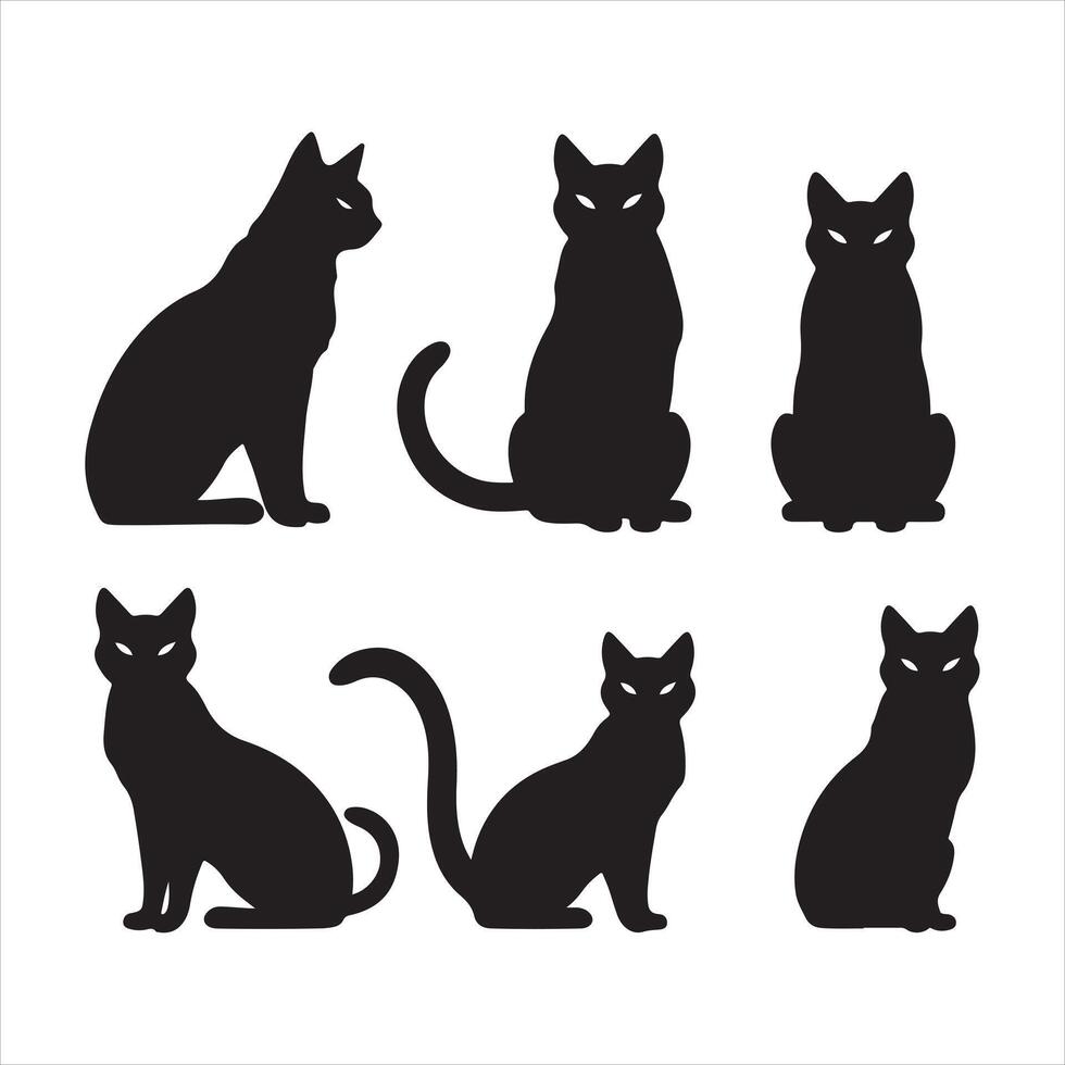 ein schwarz Silhouette Kitty Katze einstellen vektor